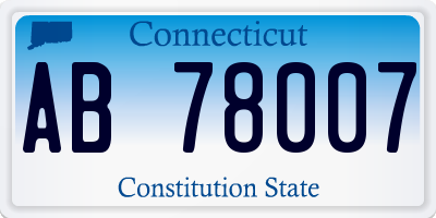 CT license plate AB78007