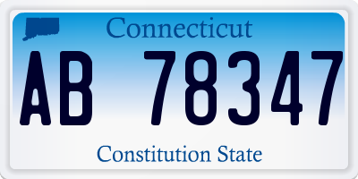 CT license plate AB78347
