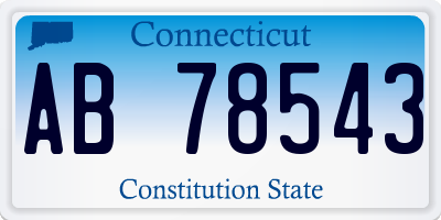 CT license plate AB78543