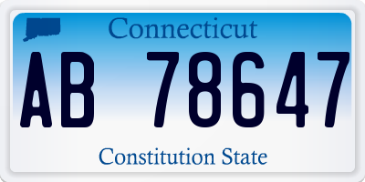 CT license plate AB78647
