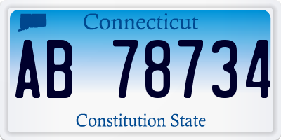 CT license plate AB78734