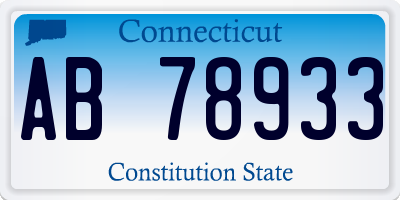 CT license plate AB78933