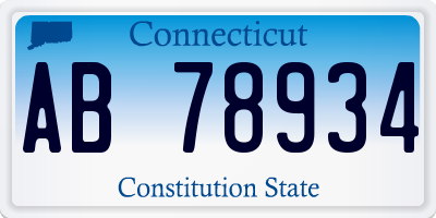 CT license plate AB78934