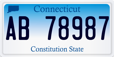 CT license plate AB78987