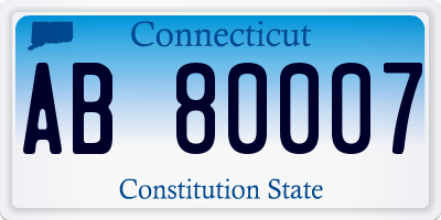 CT license plate AB80007