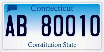 CT license plate AB80010