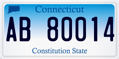 CT license plate AB80014