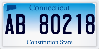 CT license plate AB80218