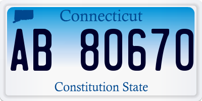 CT license plate AB80670