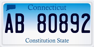 CT license plate AB80892