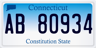 CT license plate AB80934