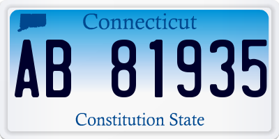 CT license plate AB81935