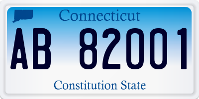 CT license plate AB82001