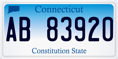 CT license plate AB83920