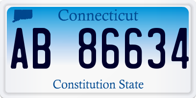 CT license plate AB86634