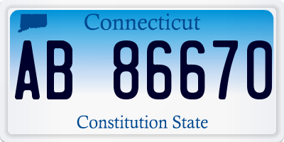 CT license plate AB86670