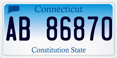 CT license plate AB86870