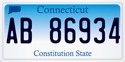 CT license plate AB86934