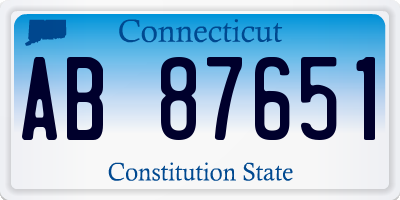 CT license plate AB87651