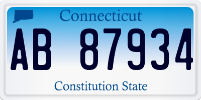 CT license plate AB87934
