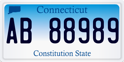 CT license plate AB88989