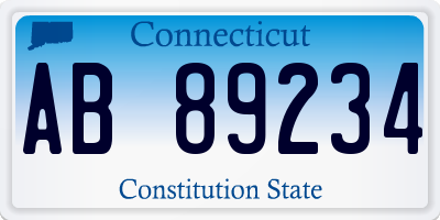 CT license plate AB89234