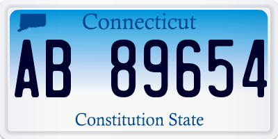 CT license plate AB89654