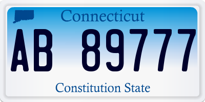 CT license plate AB89777