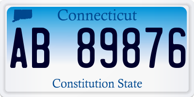 CT license plate AB89876