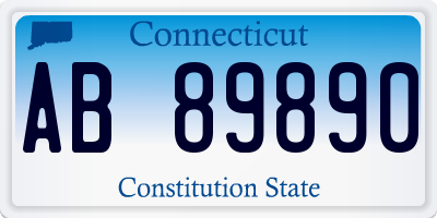 CT license plate AB89890