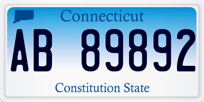 CT license plate AB89892