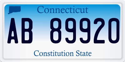 CT license plate AB89920