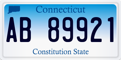 CT license plate AB89921