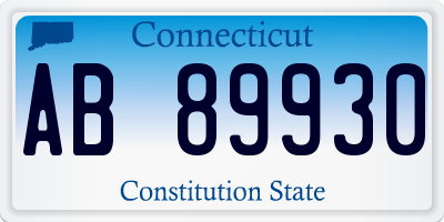 CT license plate AB89930