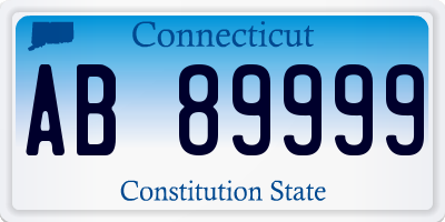 CT license plate AB89999