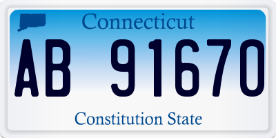 CT license plate AB91670