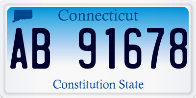 CT license plate AB91678