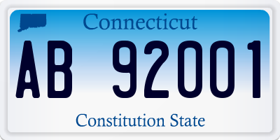 CT license plate AB92001