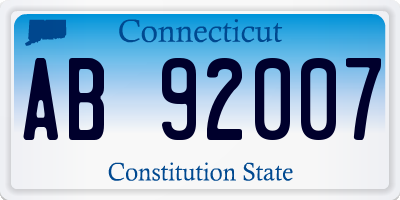 CT license plate AB92007