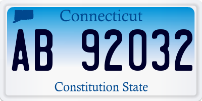 CT license plate AB92032