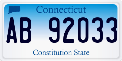 CT license plate AB92033