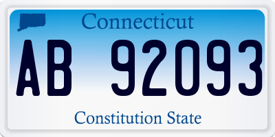 CT license plate AB92093