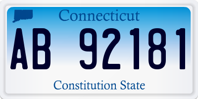 CT license plate AB92181