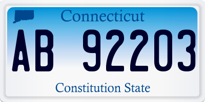 CT license plate AB92203