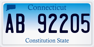 CT license plate AB92205