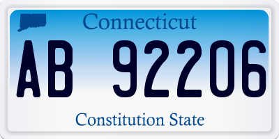 CT license plate AB92206