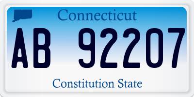 CT license plate AB92207