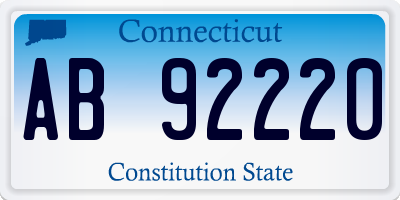 CT license plate AB92220