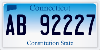 CT license plate AB92227