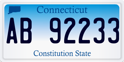 CT license plate AB92233